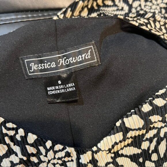 Jessica Howard Black & Ivory V-Neck Short Sleeve Dress Size 6 - Picture 9 of 9